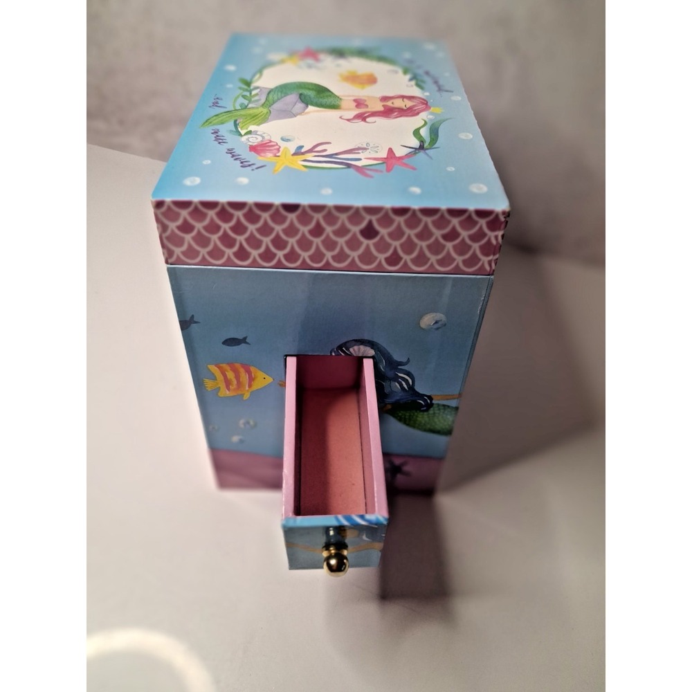 Wooden Musical Jewelry Box,Jewel Keeper Mermaid Design withUnderwater Theme - Picture 6 of 7